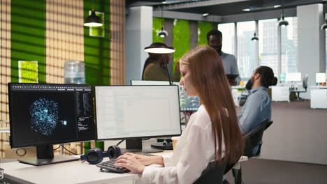 startup office it professional using ai llm chatbot, optimizing systems