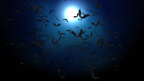 4k loop background of halloween night animatio. flying bats halloween night festival