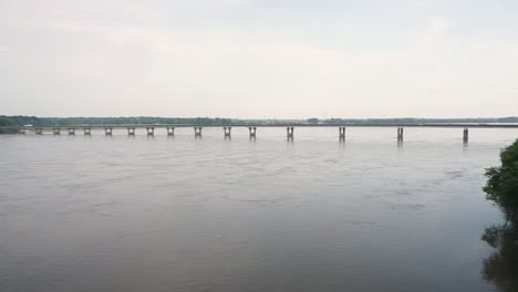 the 'new chain of rocks bridge' spanning across the mississippi river between the states of missouri and illinois along route 66 - 2019