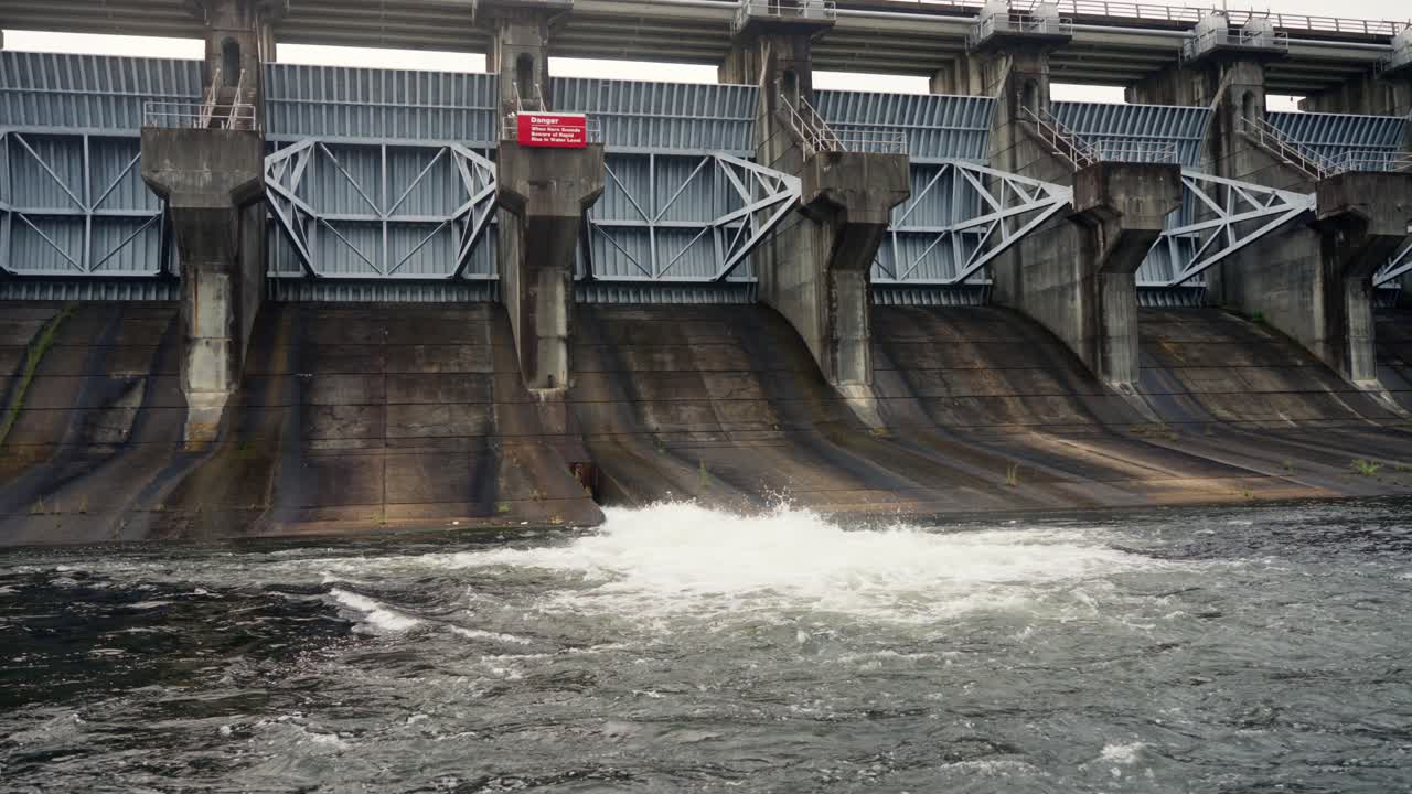 Lake Dam Releasing Water into River