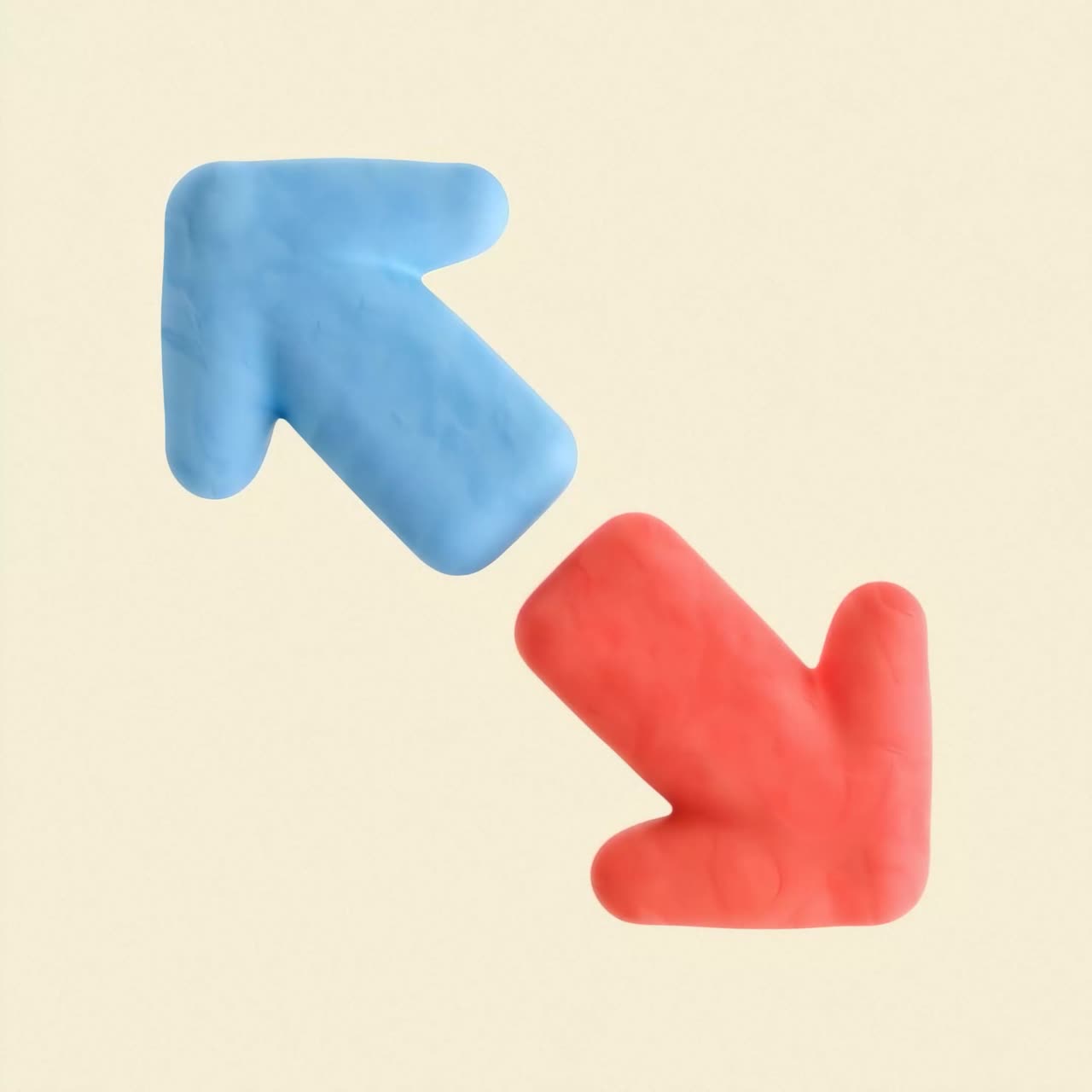 Clay Arrows Pointing in Opposite Directions