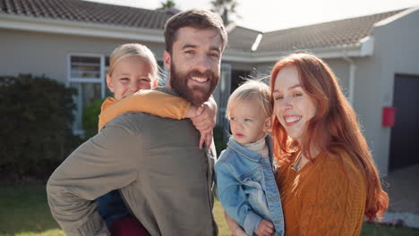 happy family, parents and children in portrait