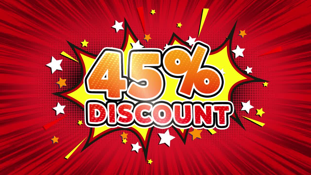 45% Discount Comic Style Graphic Design