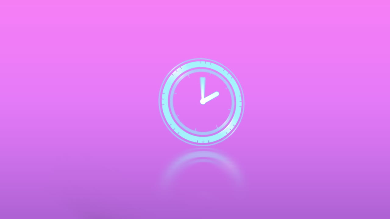Animazione di un orologio in movimento su sfondo rosa