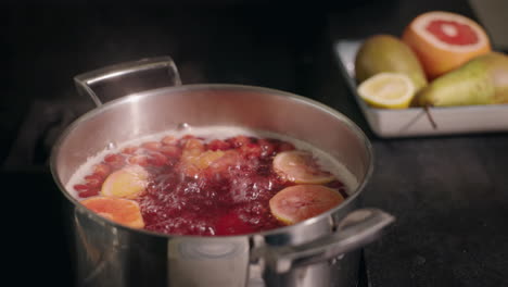 making a fruit hot drink