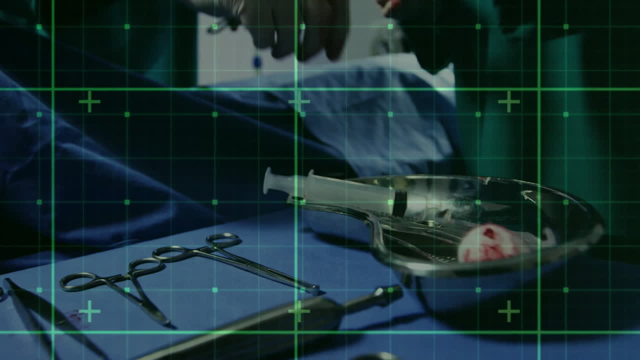 수술 중에 외과 의사 위로 움직이는 모양의 애니메이션