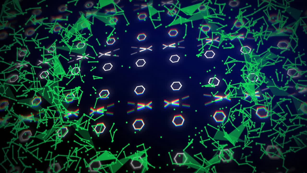 анимация соединений и белых форм, движущихся на черном фоне