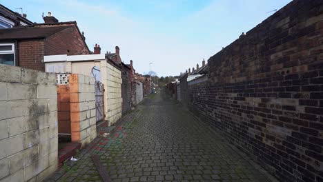 footage of back alley's, side streets in one of stoke on trents poorer areas, terrace housing, poverty and urban decline