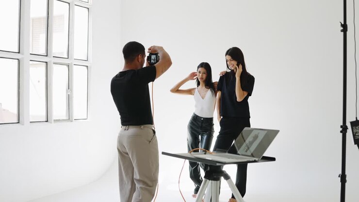 Fashion photoshoot in a studio