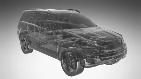 el coche transparente gira.