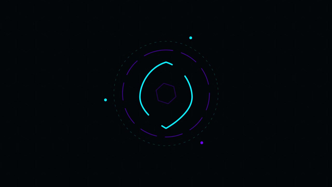 Abstract Digital HUD Interface with Rotating Geometric Shapes