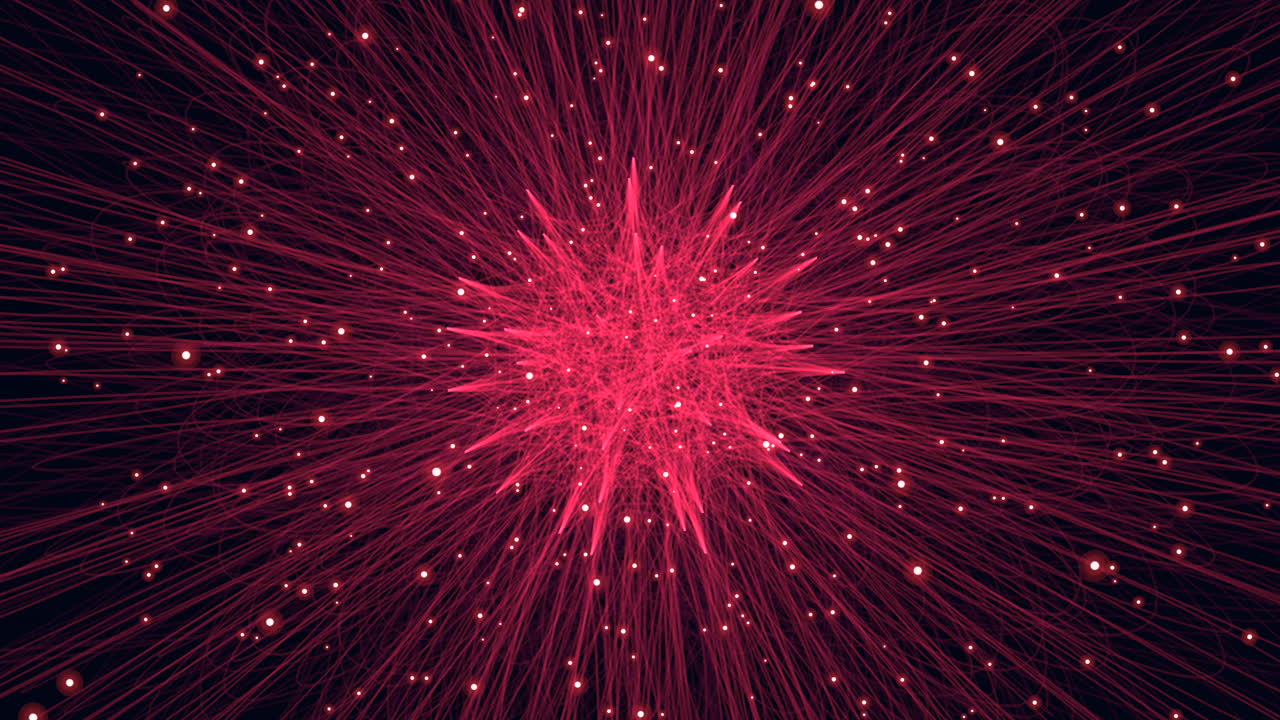 어두운 은하에서 네온 점과 연결된 선이 있는 미래형 모양