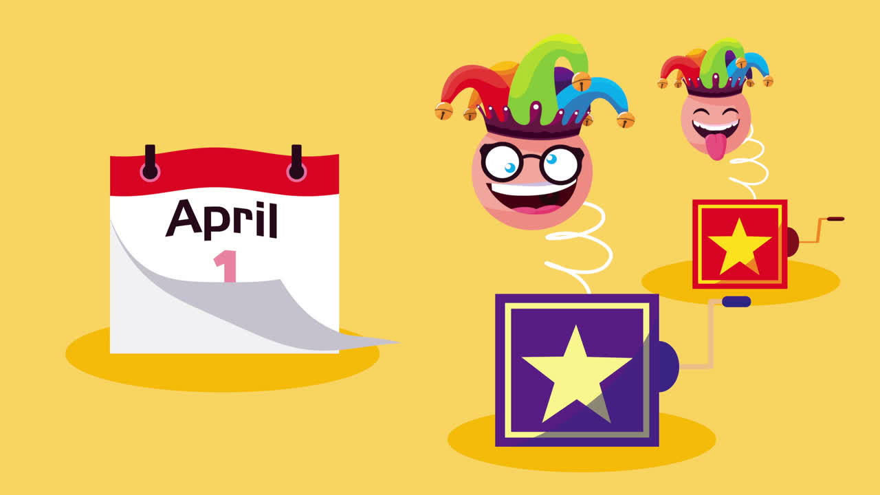 april fools day calendar with emojis in surprise boxes