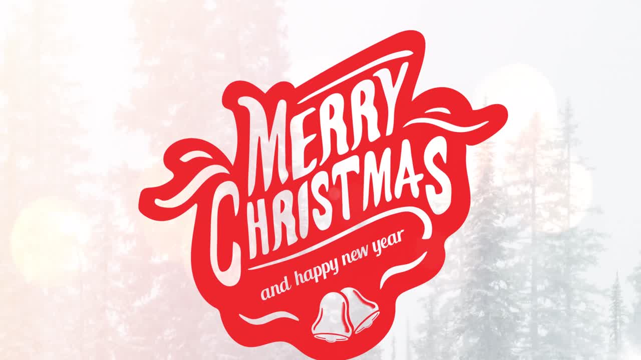 겨울 풍경 위에 메리 크리스마스 텍스트의 애니메이션