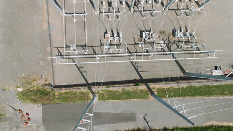 overhead view of electrical substation - high-voltage electricity