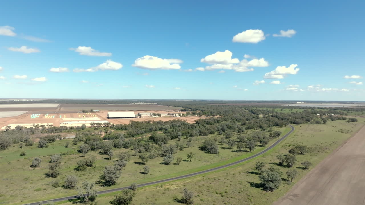 Aerial: Large cotton field near Moree, New South Wales, Australia a
