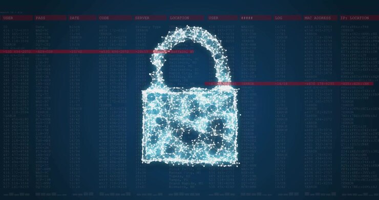 Digital Cloud Transforming into Padlock and Shield for Cybersecurity Concept