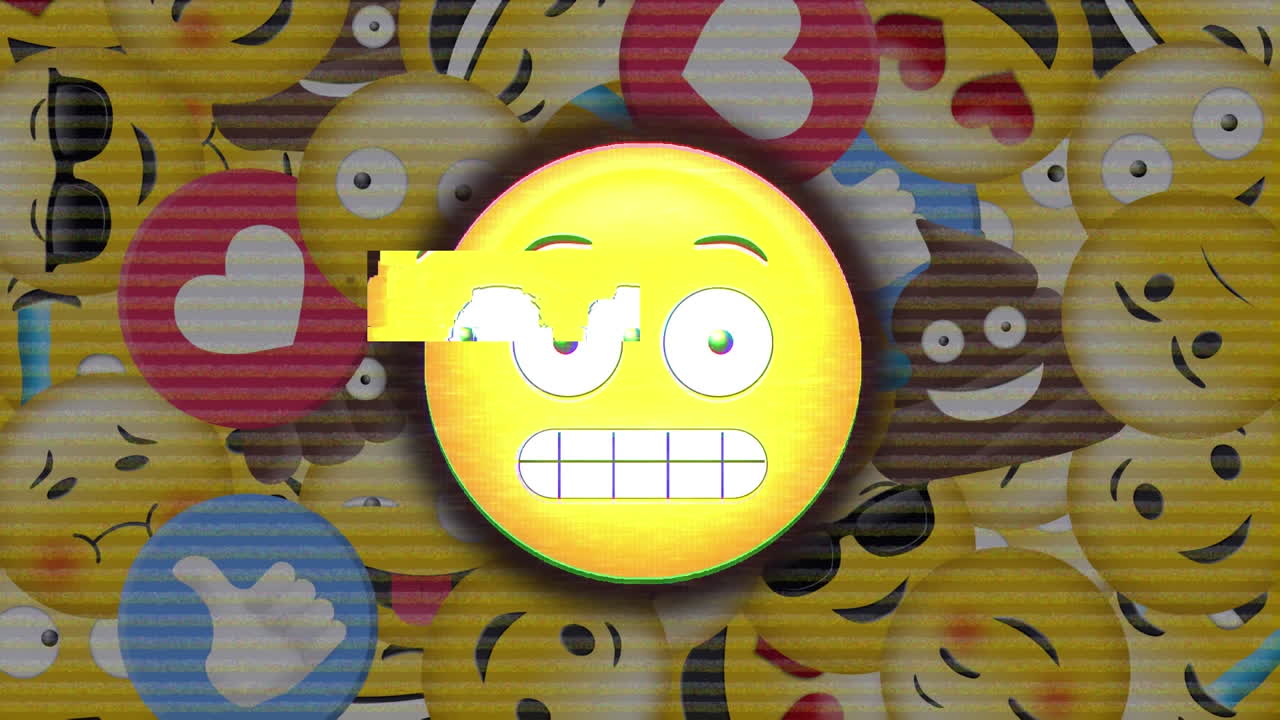 얼굴 이모티콘과 얼굴 이모티콘이 배경으로 떨어집니다.