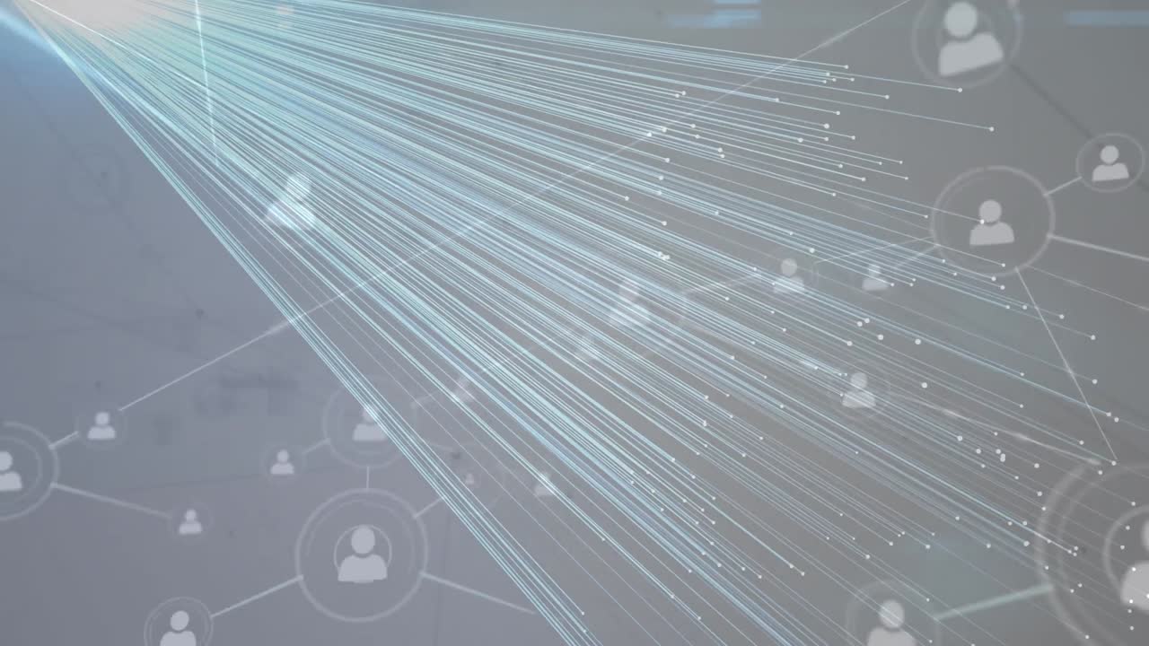 animación de la red de conexiones con los iconos de las personas