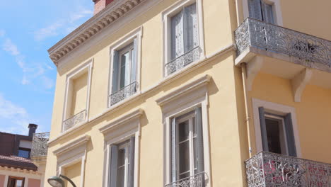 architectural heritage facade of aix-les-bains in france. low angle shot