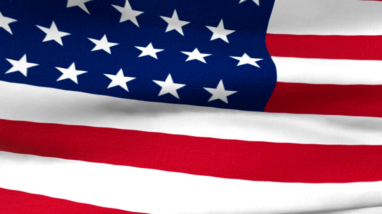 animación 3d sin costuras de la bandera estadounidense ondeando en el viento