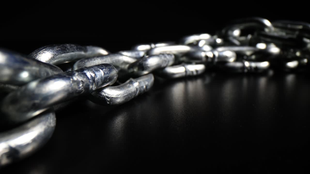 A close-up of a silver chain