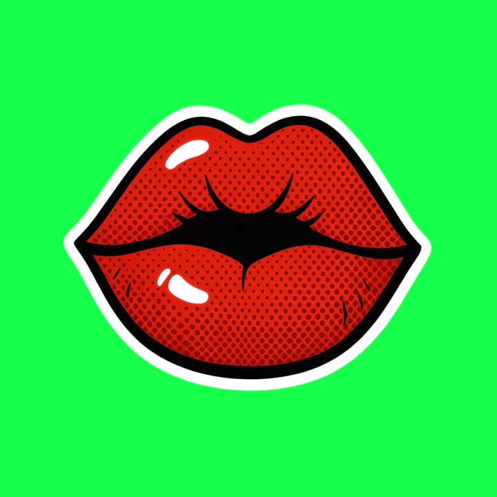 Labbra rosse animate in stile Pop Art che parlano su schermo verde