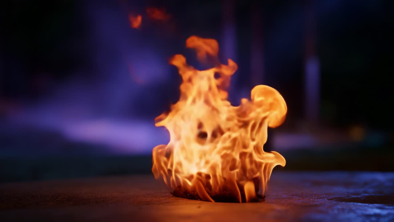 Captivating Flames Dance in the Night, Creating a Mesmerizing Display of Fire and Light, Illuminating the Surroundings with Their Fiery Glow and Energy