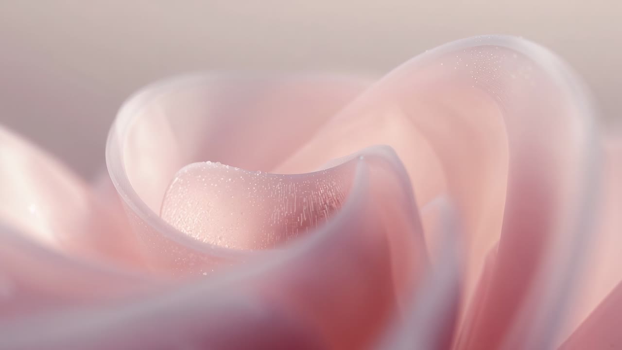 Spostamento del focus macro, la fotocamera rivela petali rosa pallido in studio per mostrare la texture e minuscole macchie
