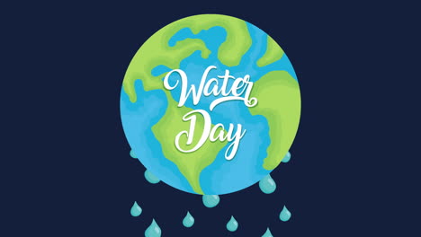 water day campaign animated with world planet and lettering
