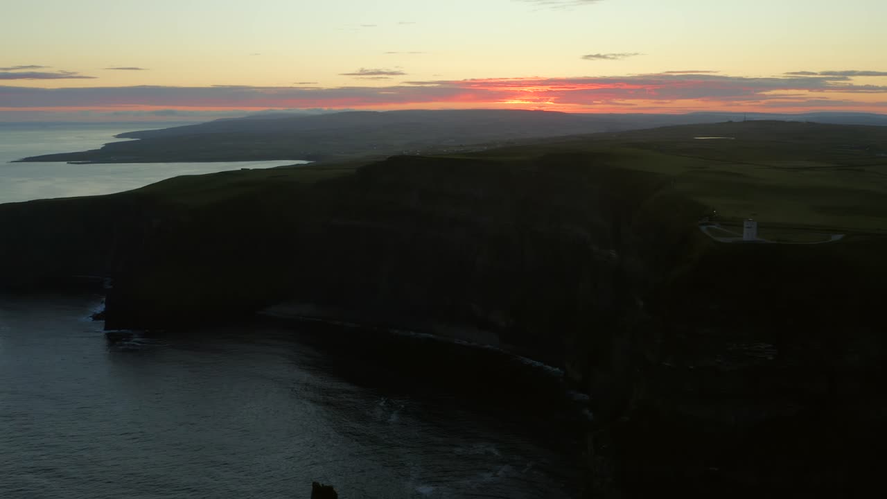 Dramatic Sunset Over the Cliffs of Moher in Ireland