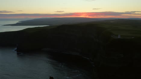 dramatic sunset over the cliffs of moher in ireland