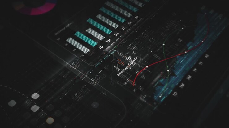 Dynamic data visuals for business info graphics, animated charts, and data-driven insights for a business meeting mock-up. Explore the world of trading, stock exchanges, and crypto