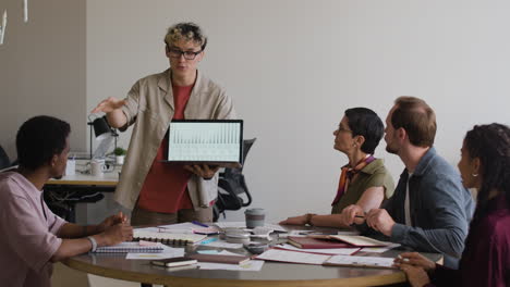 diverse business team engaged in a meeting and presentation