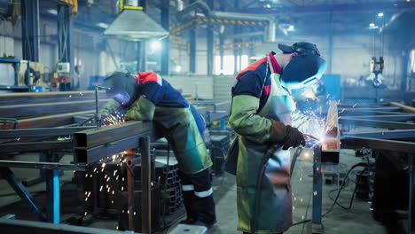 metal fabrication facility - welders at work