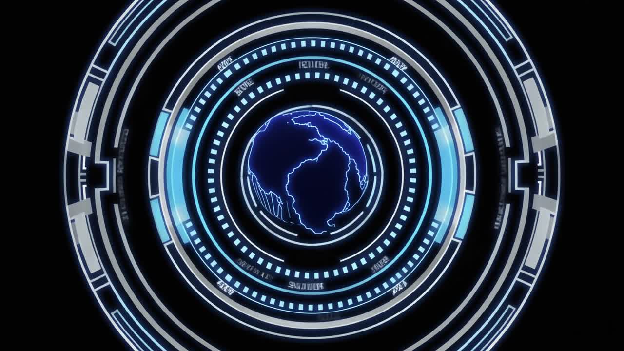 High-Tech Digital Interface with Rotating Earth Globe