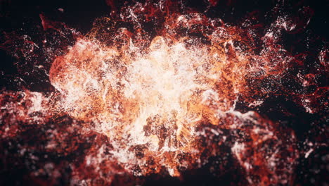 red flowing particles with explosive wave effect, 3d rendering.