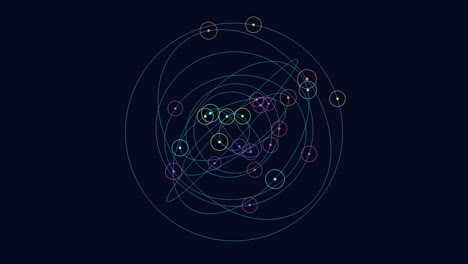 las órbitas de los planetas del sistema solar y sus posiciones relativas en una visualización colorida