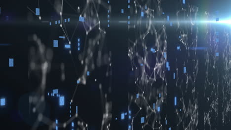animation of data processing and networks of connections over black background