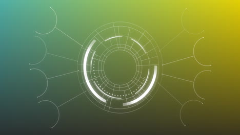 animación del alcance y el procesamiento de datos con conexiones sobre fondo verde