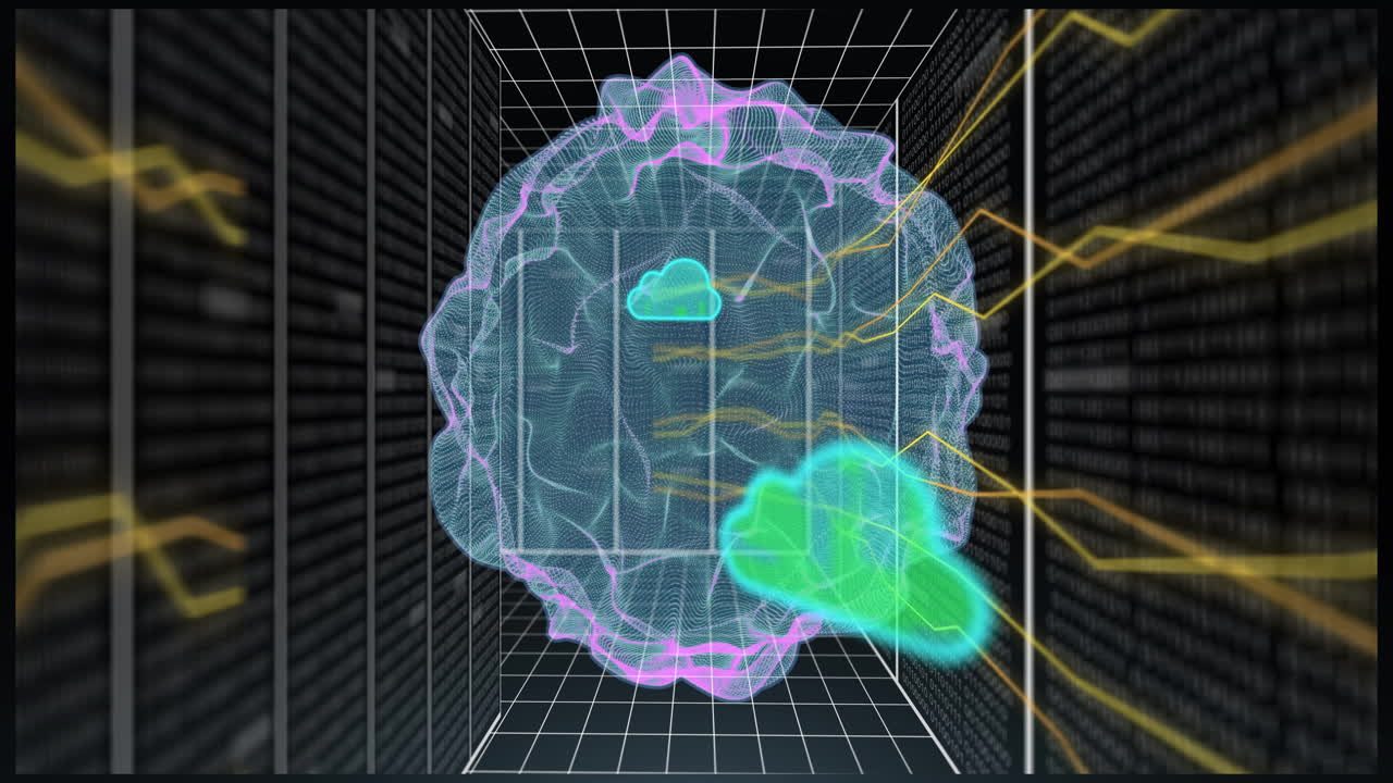 Animation of digital data processing over globe