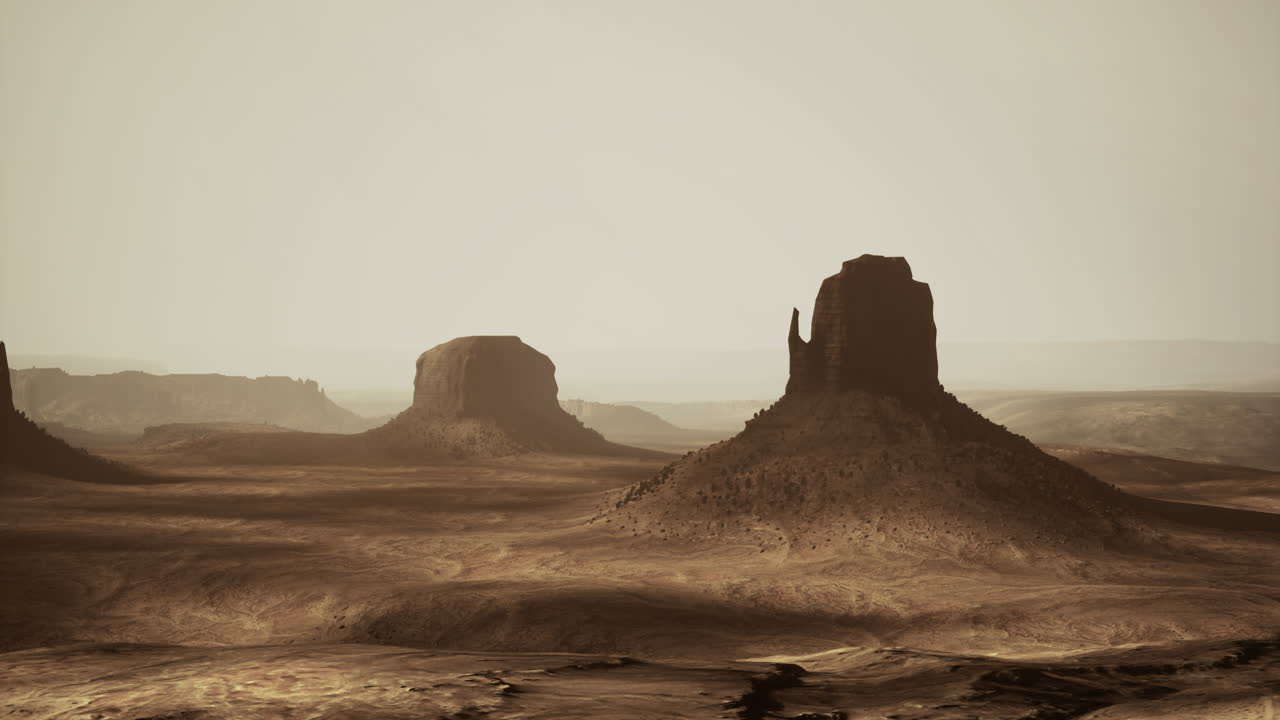 Paesaggio della Monument Valley che mostra le iconiche formazioni rocciose al tramonto