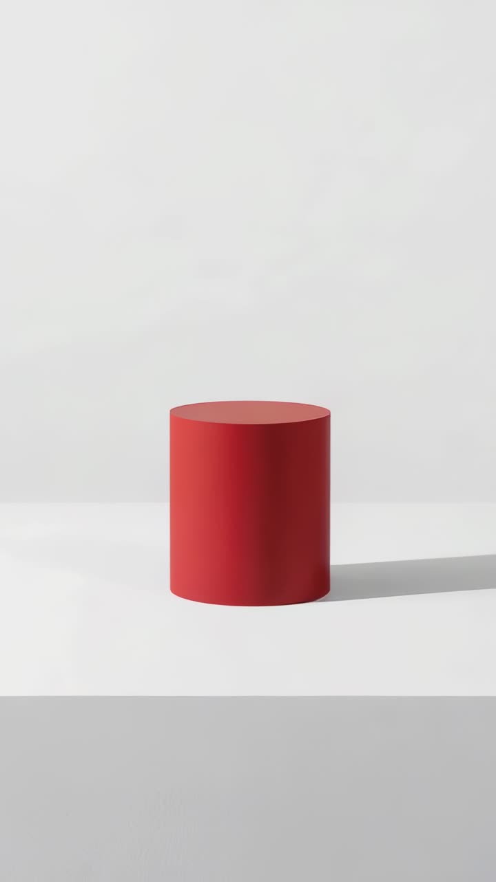 Video verticale: clip che mostra una colonna rossa in crescita su un tavolo bianco impostato per mostrare l'altezza, con una leggera ombra a destra