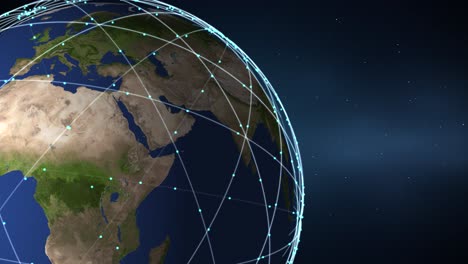 rotating earth with evolving network lines