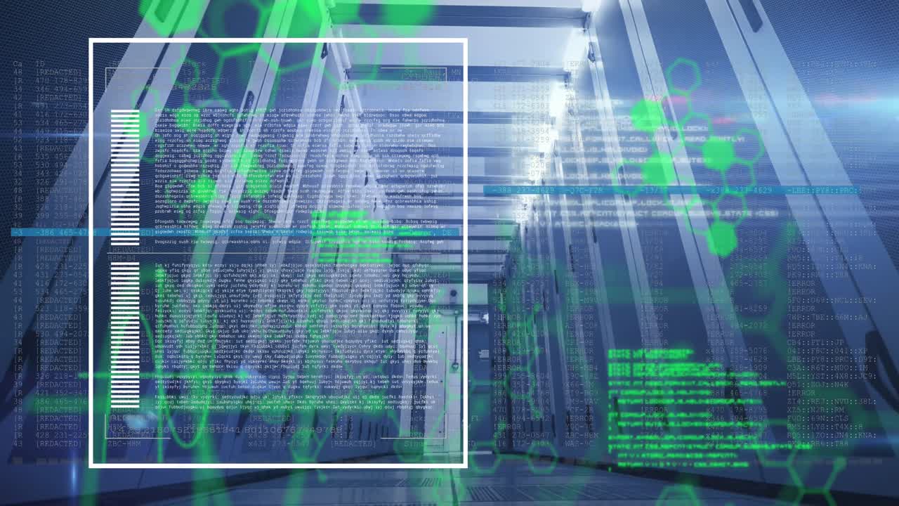 Animation of data processing over server room