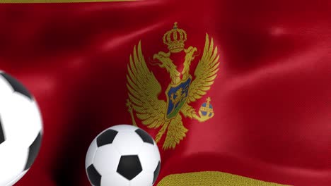 flag of montenegro with soccer balls