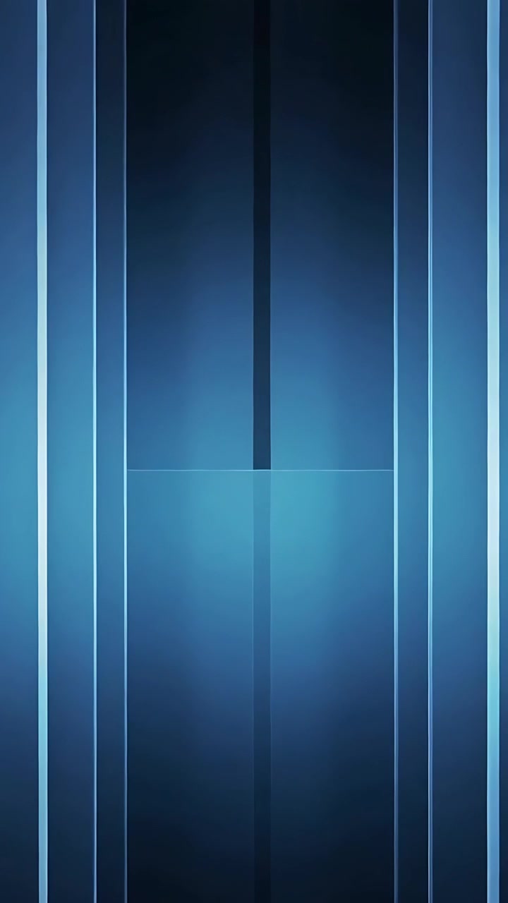 Vertical video: Shifting blue gradient revealing central panel rising in UI stage, with edge lights