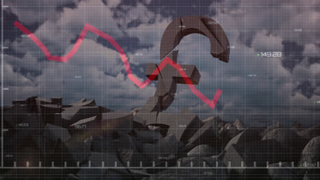 animación del procesamiento de datos sobre símbolos de libras rotas