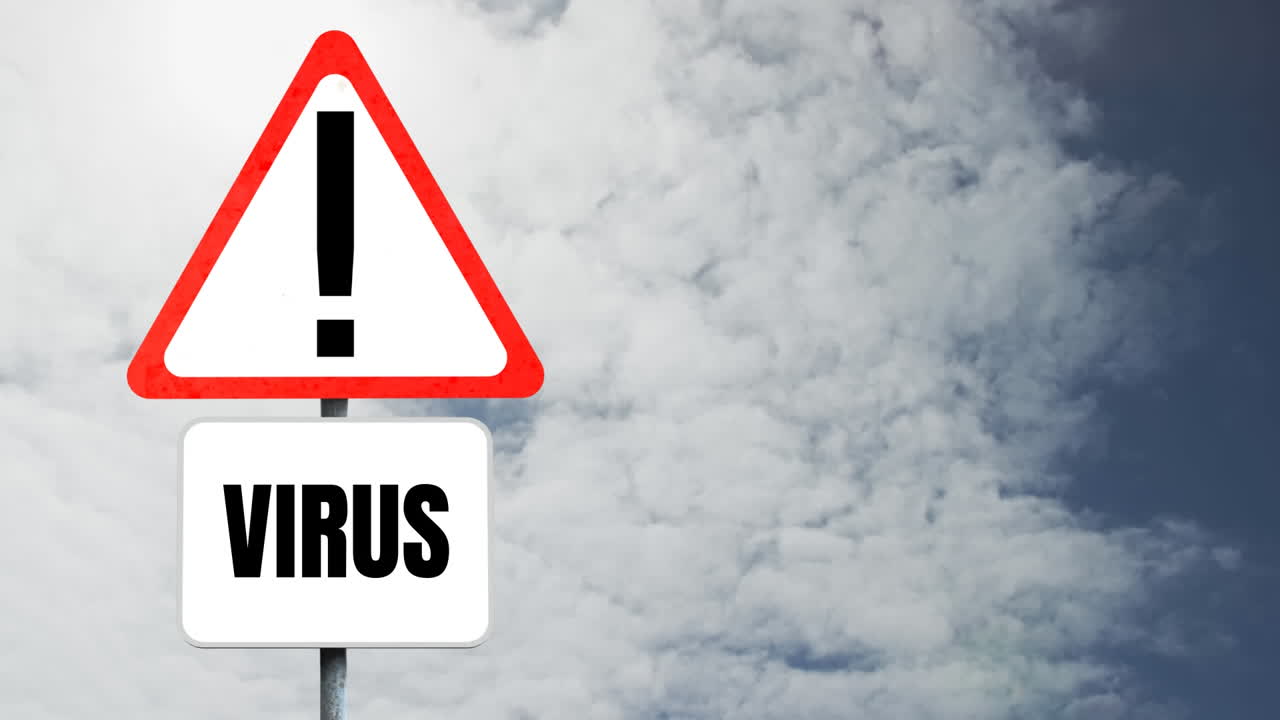 animación de una señal de tráfico triangular con el cielo en el fondo