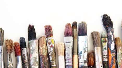 close-up of various paint brushes